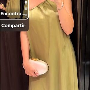 Zara Olive Green One-Shoulder Dress